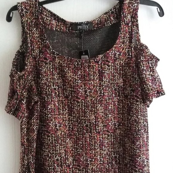 ⭐️ Host Pick⭐️ Pretty Woman | Cold shoulder sleeve multi-colour blend blouse - Picture 4 of 6